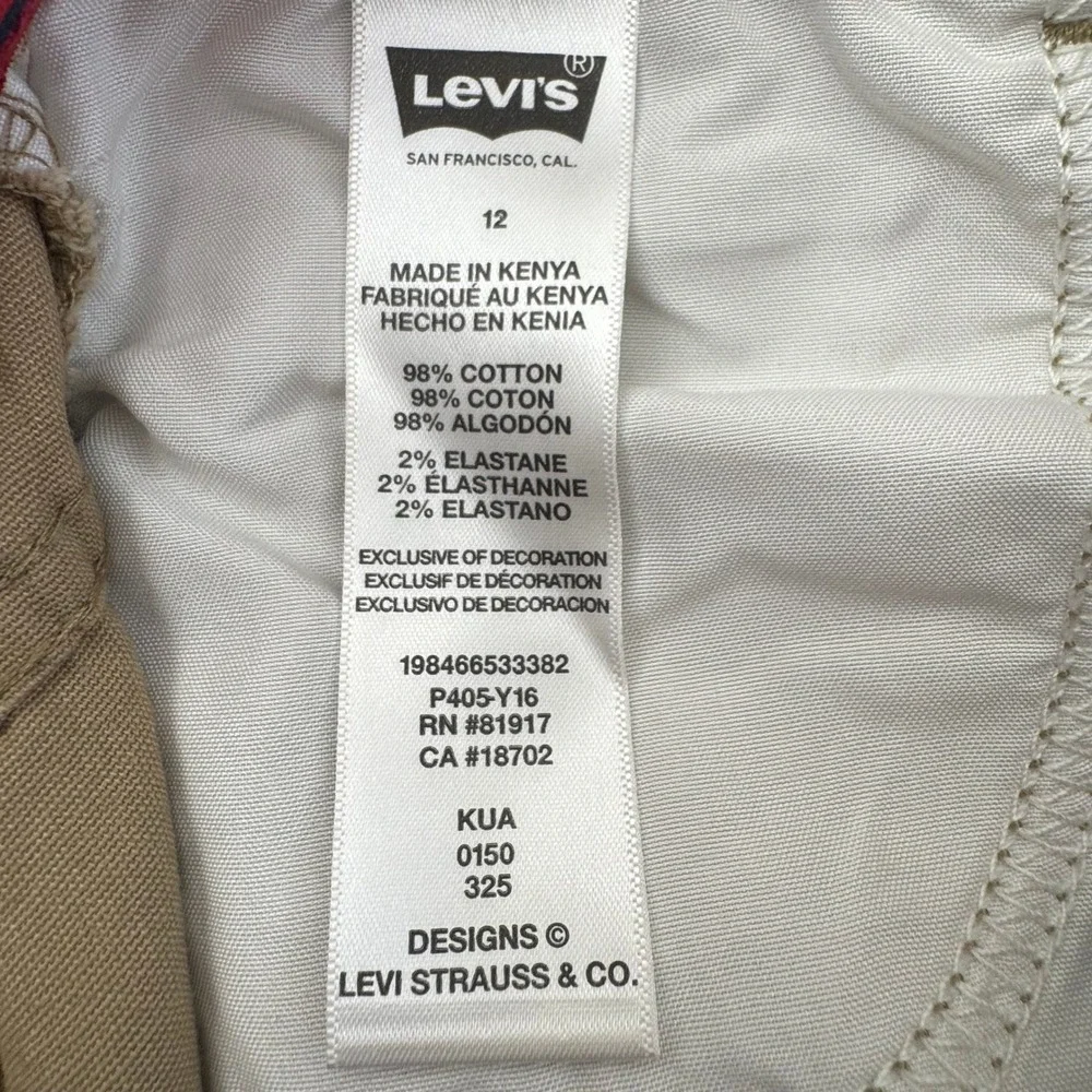 Levis Boys‎ 511 Slim Fit Stretch Adjustable Twill Pants Harvest Gold Khaki Sz 12